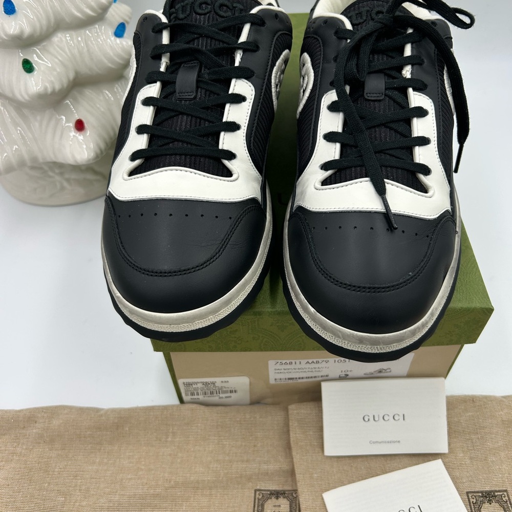 Men's Gucci  Mac 80 Leather distressed low top sneakers size 10.5 made in Italy - Picture 5 of 11